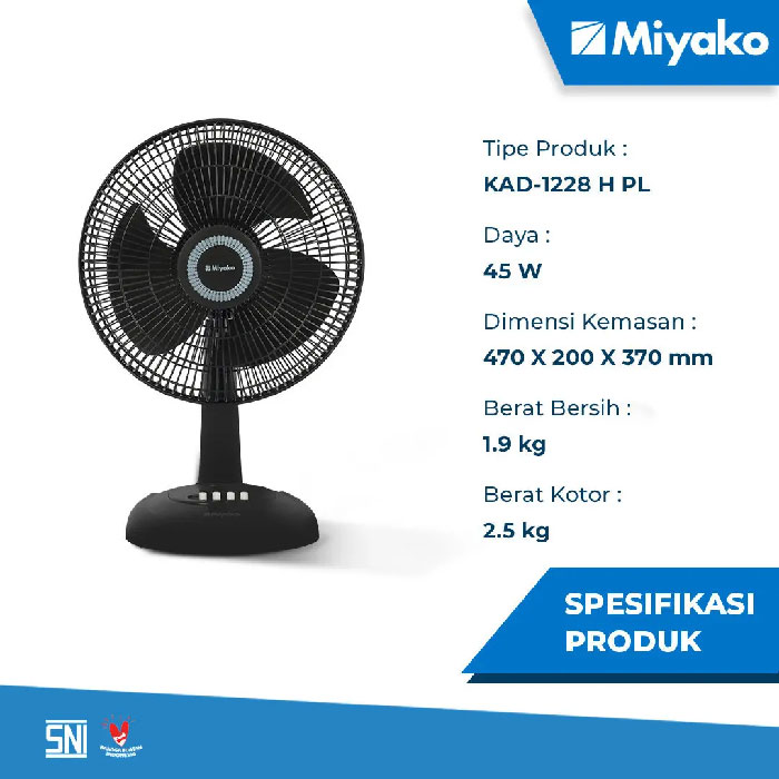 Miyako Kipas Angin Meja Duo 12 Inch - KAD1228HPL